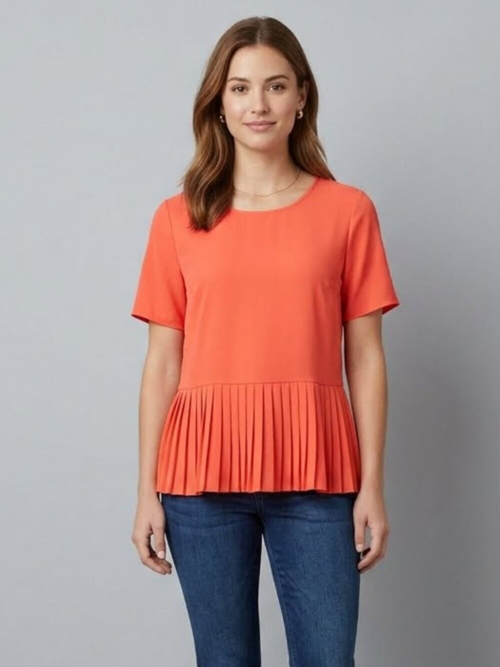 Lord & Taylor Red Pleated Top